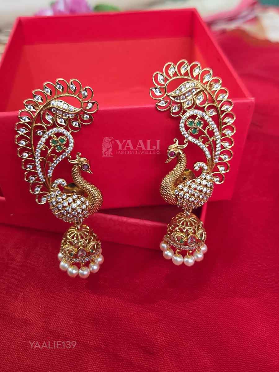 Peacock earcuffs