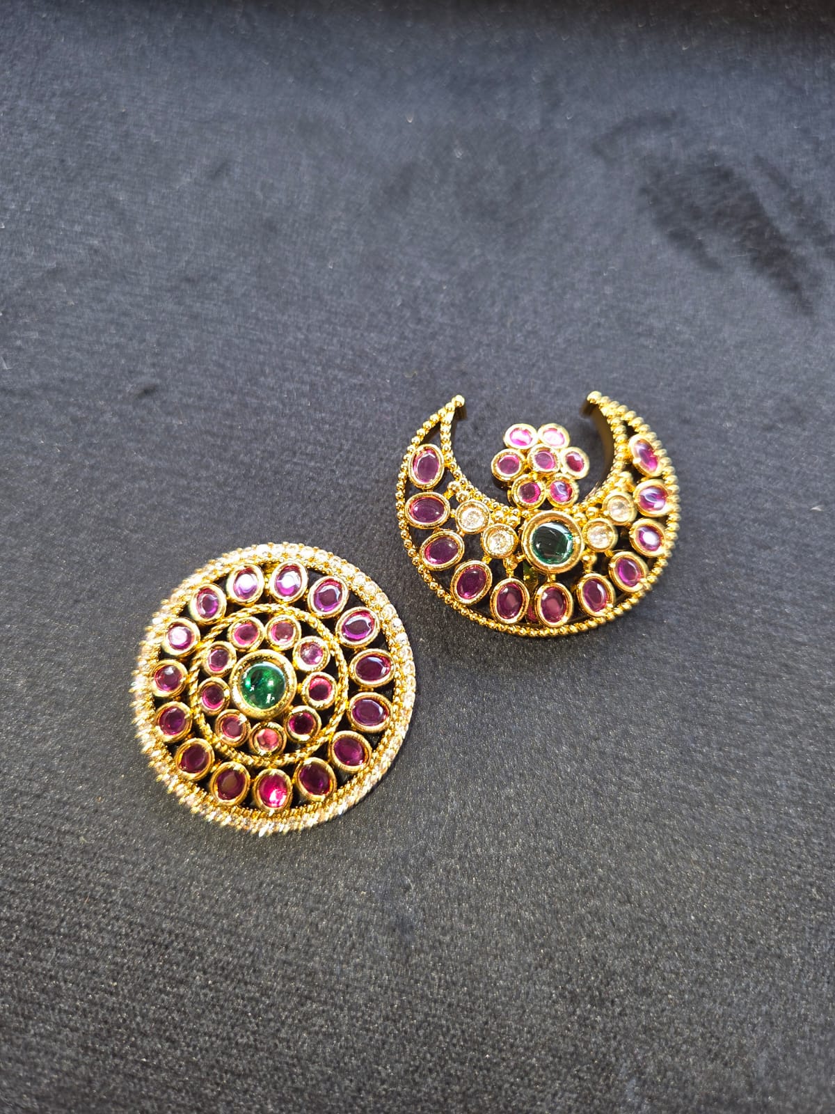 ANTIQUE RUBY KEMP SUN & MOON HAIR JEWEL 